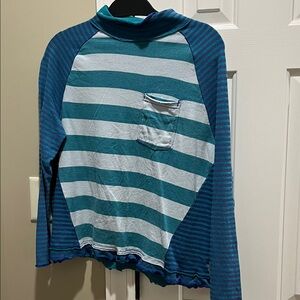 We The Free Teal and Blue Striped Top